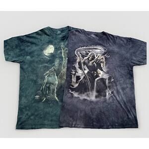 Lot of 2 Skull Bone T Shirt Men’s 3XL Wildlife Nature Tie Dye Y2K Modern